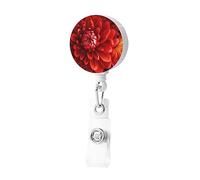 Porta badge retrattile con bellissimo fiore rosso, con clip, porta badge, carino, porta carte d'identità, per donne e uomini