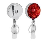 Porta badge retrattile con bellissimo fiore rosso con robusta clip a coccodrillo, porta badge infermieristico, portachiavi per impiegati, insegnanti, donne, regali