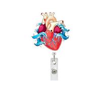 Porta badge retrattile con bobina a forma di cuore verticale | Clip per badge per infermiere, dottori, insegnanti, studenti, assistenti, dipendenti, uomini e donne