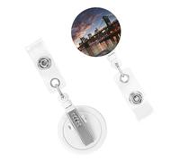 Porta badge retrattile con bobina di New York Bridge, porta badge per infermiera, clip per nome, targhetta per badge per medici e lavoratori