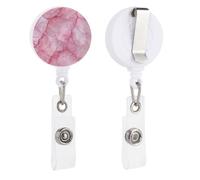 Porta badge retrattile con bobina in marmo rosa, per dottori, infermieri, studenti, impiegati