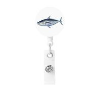Porta badge retrattile con bobina per badge, tonno Thunnus, resistente, con clip per nome, badge, per impiegati, dottori, infermieri, con clip per cintura portachiavi
