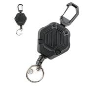 Porta badge retrattile, con bobina retrattile in filo di acciaio, estensore per chiavi con moschettone, portatile, resistente, multifunzione, portachiavi per gli appassionati di attività all'aperto