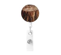 Porta badge retrattile con bobine porta badge ceppo di quercia resistente supporto per nome ID badge clip per impiegati dottori infermieri ID badge bobina con clip da cintura portachiavi