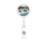 Porta badge retrattile con cascate sul fiume Krka, porta badge, resistente, con clip per nome, badge, per impiegati, dottori, infermieri, con clip per cintura portachiavi