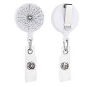 Porta badge retrattile con clip a bobina con cuore in mezzo nero e bianco per dottore, infermiera, studente, impiegato