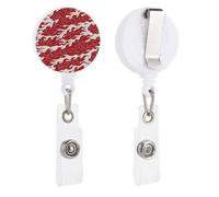 Porta badge retrattile con clip a bobina con motivo a fuoco giapponese, per dottori, infermieri, studenti, impiegati