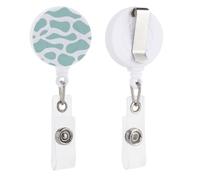 Porta badge retrattile con clip a bobina con motivo a onde verdi, per dottori, infermieri, studenti, impiegati in ufficio