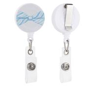 Porta badge retrattile con clip a bobina per papillon azzurro e bianco, per dottore, infermiere, studenti, impiegati