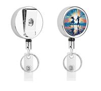Porta badge retrattile con clip a coccodrillo, clip per badge d'identità, ballando sull'acqua, porta badge identificativo con nome, badge, targhetta, porta carte d'identità, per lavoro, ufficio