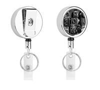 Porta badge retrattile con clip a coccodrillo, clip per badge d'identità, stile retrò, collezione di fotocamera, porta badge identificativo, per lavoro, ufficio, dottore, infermiera, insegnante