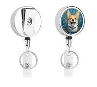 Porta badge retrattile con clip a coccodrillo, clip per badge identificativo, bolla e corgi, porta badge identificativo, per lavoro, ufficio, dottore, infermiera, insegnante