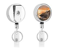 Porta badge retrattile con clip a coccodrillo, clip per badge identificativo, faro situato vicino al mare, porta badge identificativo, per lavoro, ufficio, dottore, infermiera, insegnante