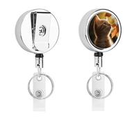 Porta badge retrattile con clip a coccodrillo, clip per badge identificativo, gatto sotto le foglie, porta badge identificativo con nome, badge, targhetta, porta carte d'identità, per lavoro, ufficio