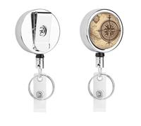 Porta badge retrattile con clip a coccodrillo, clip per badge identificativo, legge della bussola, porta badge identificativo di navigazione, porta badge identificativo, per lavoro, ufficio, medico