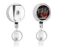 Porta badge retrattile con clip a coccodrillo, clip per badge identificativo, rosso, porta badge natalizio, porta badge identificativo, per lavoro, ufficio, dottore, infermiera, insegnante