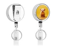 Porta badge retrattile con clip a coccodrillo, clip per badge identificativo, salvadanaio con scritta "Piggy Is Jumping", porta badge identificativo, per lavoro, ufficio, dottore, infermiera