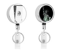 Porta badge retrattile con clip a coccodrillo, clip per badge identificativo, statua della libertà, porta badge identificativo con nome, badge identificativo, porta carte d'identità, per lavoro
