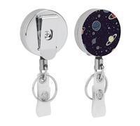 Porta badge retrattile con clip a coccodrillo con motivo pianeta spaziale, porta badge per infermieri, portachiavi per impiegati, insegnanti, donne, regali