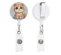 Porta badge retrattile con clip a coccodrillo girevole a forma di cartone animato di un gatto, grazioso porta badge per documenti d'identità, per ufficio, infermiere, medici