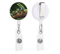 Porta badge retrattile con clip a coccodrillo girevole a forma di rane e libellule colorate clip per badge d'identità carino porta badge divertente porta badge bobine per ufficio, infermiere, medici