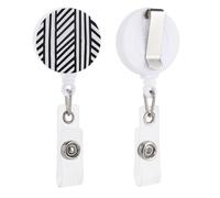 Porta badge retrattile con clip a coccodrillo girevole a strisce bianche e nere clip per badge d'identità carino porta badge divertente per ufficio, infermiere, medici