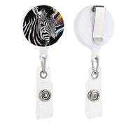 Porta badge retrattile con clip a coccodrillo girevole animale astratto zebra ID badge clip carino porta carte d'identità divertente porta badge bobine per ufficio infermiere medici