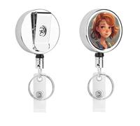 Porta badge retrattile con clip a coccodrillo girevole carino clip per badge d'identità capelli corti donna porta carte d'identità in metallo divertente porta badge bobine per infermiere impiegati