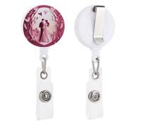 Porta badge retrattile con clip a coccodrillo girevole carino clip per badge d'identità San Valentino carta tagliata porta carte d'identità divertente porta badge bobine per infermiere impiegati