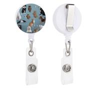 Porta badge retrattile con clip a coccodrillo girevole che piove gatti e cani ID clip carino porta carte d'identità divertente porta badge bobine per ufficio infermiere medici