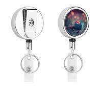 Porta badge retrattile con clip a coccodrillo girevole con clip a coccodrillo carina clip per badge identificativo blu scatola regalo in metallo porta carte d'identità divertenti bobine per infermiere