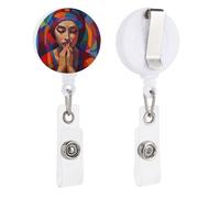 Porta badge retrattile con clip a coccodrillo girevole con clip a coccodrillo carino clip per badge d'identità viso calmo porta carte d'identità divertente porta badge bobine per infermiere impiegati