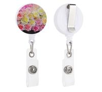 Porta badge retrattile con clip a coccodrillo girevole con clip a coccodrillo carino clip per badge ID Sweety Yellow Rose porta carte d'identità divertente porta badge bobine per infermiere impiegati