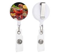 Porta badge retrattile con clip a coccodrillo girevole con clip a coccodrillo carino clip per badge alla frutta tè porta carte d'identità divertente porta badge bobine per infermiere impiegati