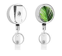 Porta badge retrattile con clip a coccodrillo girevole con clip a coccodrillo carino clip per badge d'identità verde foglia di palma in metallo porta badge divertente bobine per infermiere impiegati