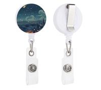 Porta badge retrattile con clip a coccodrillo girevole con clip a coccodrillo carino clip per badge d'identità notti magiche porta carte d'identità divertente porta badge bobine per infermiere