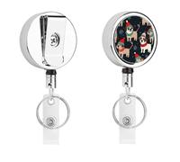 Porta badge retrattile con clip a coccodrillo girevole con clip a coccodrillo carino clip per badge d'identità Buon Natale cane porta carte d'identità in metallo divertente porta badge bobine per