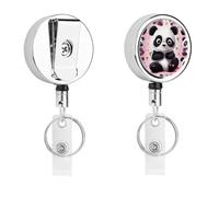 Porta badge retrattile con clip a coccodrillo girevole con clip a coccodrillo carino clip per badge d'identità Panda Star porta carte d'identità in metallo divertente porta badge bobine per infermiere