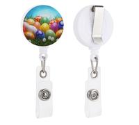 Porta badge retrattile con clip a coccodrillo girevole con clip a coccodrillo carino clip per badge d'identità uova colorate porta carte d'identità divertente porta badge bobine per infermiere