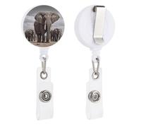 Porta badge retrattile con clip a coccodrillo girevole con clip a coccodrillo carino clip per badge identificativo elefante africano porta carte d'identità divertente porta badge bobine per infermiere