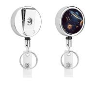 Porta badge retrattile con clip a coccodrillo girevole con clip a coccodrillo carino clip per badge identificativo spazio esterno porta carte d'identità in metallo divertente porta badge bobine per