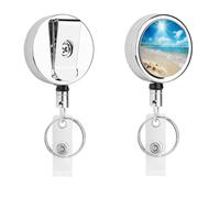 Porta badge retrattile con clip a coccodrillo girevole con clip a coccodrillo carino ID badge clip estate spiaggia porta carte d'identità in metallo divertente porta badge bobine per infermiere