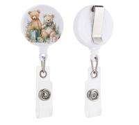 Porta badge retrattile con clip a coccodrillo girevole con clip a coccodrillo carino ID clip orso e porta carte d'identità regalo divertente porta badge bobine per infermiere impiegati