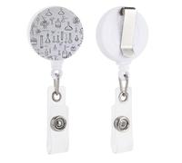 Porta badge retrattile con clip a coccodrillo girevole con stampa chimica ID badge clip carino porta carte d'identità divertente porta badge bobine per ufficio, infermiere, medici