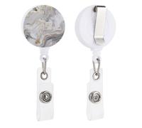 Porta badge retrattile con clip a coccodrillo girevole in marmo giallo, clip per badge d'identità, carino, porta badge divertente, per ufficio, infermiere, medici