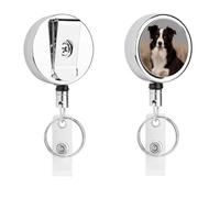 Porta badge retrattile con clip Border Collie Porta badge retrattile moschettone resistente porta carte d'identità con portachiavi porta carte di identità per infermieri, ufficio insegnante