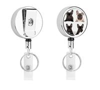 Porta badge retrattile con clip Bulldog francese porta badge retrattile moschettone resistente porta carte d'identità con portachiavi porta carte di nome per infermieri ufficio insegnante