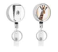 Porta badge retrattile con clip carino giraffa porta badge retrattile moschettone resistente porta carte d'identità con portachiavi porta carte di nome per infermieri, ufficio insegnante