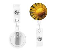 Porta badge retrattile con clip da cintura Close-up di fiore giallo bobina badge carta d'identità per donne uomini carino ID badge clip per medico operaio ufficio