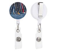 Porta badge retrattile con clip e anello portachiavi, porta badge decorativo per infermieri, per lavoratori d'ufficio, dottori, bastoncini da hockey su ghiaccio